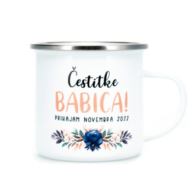 Čestitke babica! - Skodelica z mesecem prihoda dojenčka - oznanitev nosečnosti