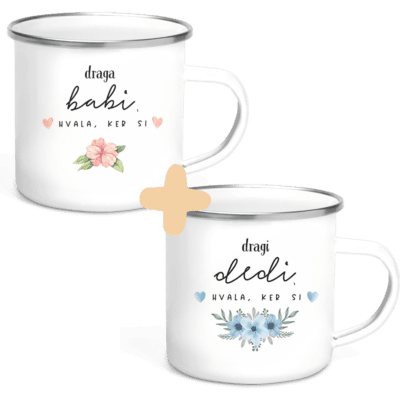 Paket skodelic "hvala babi" in "hvala dedi"