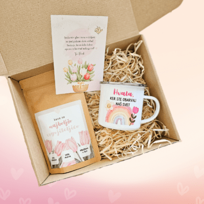 Darilni paket za  <span style="font-weight:700;"> vzgojiteljice</span> - skodelica + kava