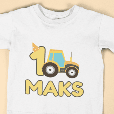Otroška personalizirana majica za rojstni dan s traktorjem