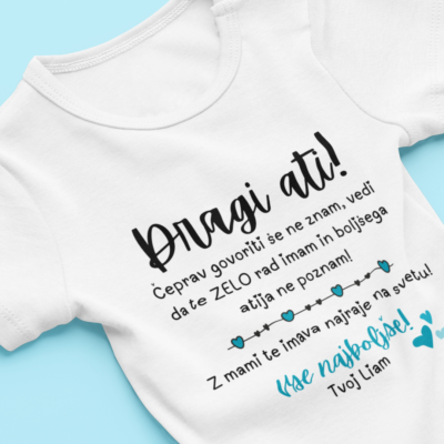 Personaliziran otroški bodi z napisom Vse najboljše ati - modra