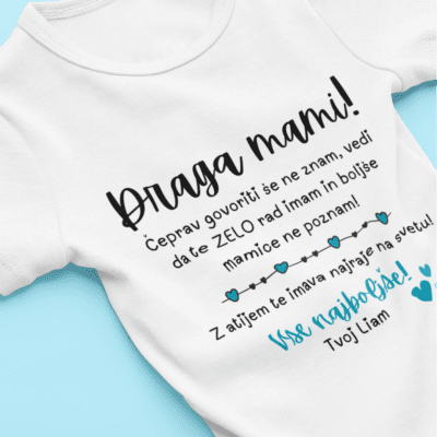 Personaliziran otroški bodi z napisom Vse najboljše mami - fantek