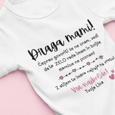 Personaliziran otroški bodi z napisom Vse najboljše mami