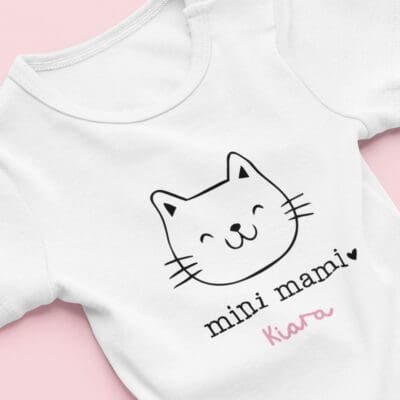 Personaliziran otroški bodi - Mini mami - Muca z imenom