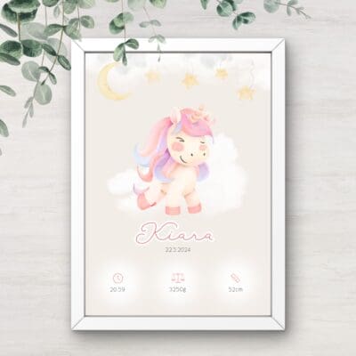 Personaliziran print s podatki otroka -Samorog