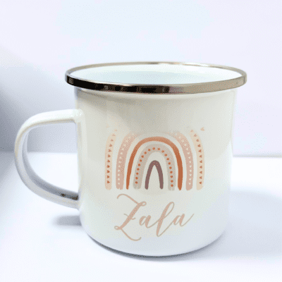 Personalizirana otroška skodelica mavrica Zala – roza... **IZDELEK Z NAPAKO**