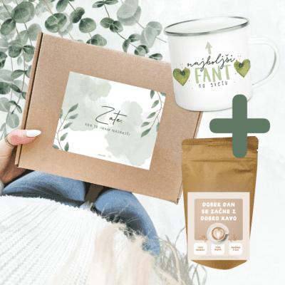 Darilni paket za <span style="font-weight:700;"> fanta ali moža</span> - skodelica + kava