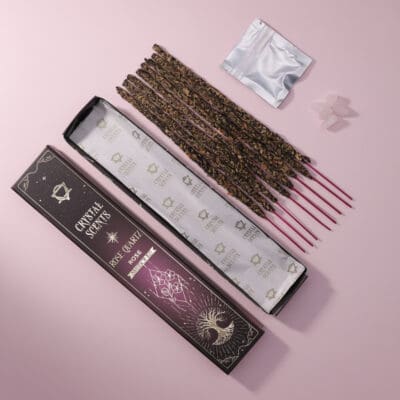 Dišeče palčke vrtnica + rose quartz kristali