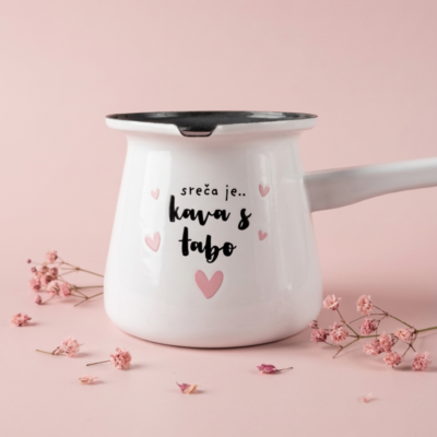 Emajlirana džezva "sreča je kava s tabo"
