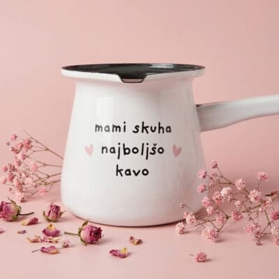 Emajlirana džezva "mami skuha najboljšo kavo"